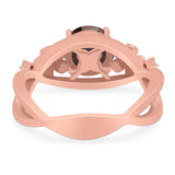 Art Deco Round Natural Stone Flower Ring