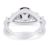 Art Deco Round Natural Stone Flower Ring