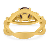 Art Deco Round Natural Stone Flower Ring