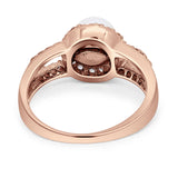 Pearl Round Halo CZ Split Shank Ring