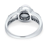Pearl Round Halo CZ Split Shank Ring