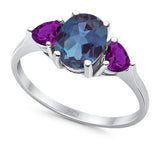 Three Stone Oval Natural Stone Trio Ring
