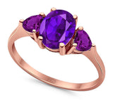 Three Stone Oval Natural Stone Trio Ring
