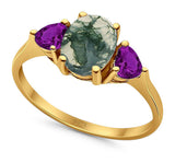 Three Stone Oval Natural Stone Trio Ring