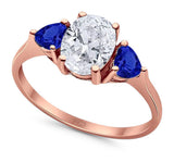 Three Stone Oval Natural Stone Trio Ring