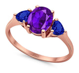 Three Stone Oval Natural Stone Trio Ring