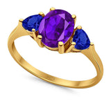 Three Stone Oval Natural Stone Trio Ring