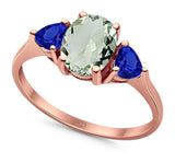 Three Stone Oval Natural Stone Trio Ring