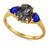 Three Stone Oval Natural Stone Trio Ring