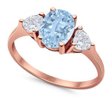 Three Stone Oval Natural Stone Trio Ring