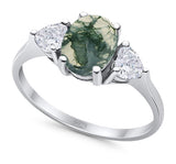 Three Stone Oval Natural Stone Trio Ring