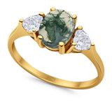 Three Stone Oval Natural Stone Trio Ring