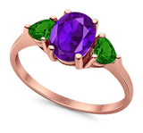 Three Stone Oval Natural Stone Trio Ring