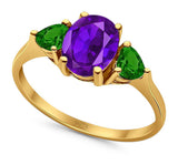 Three Stone Oval Natural Stone Trio Ring