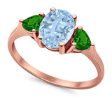 Three Stone Oval Natural Stone Trio Ring