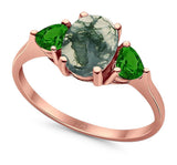 Three Stone Oval Natural Stone Trio Ring