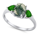 Three Stone Oval Natural Stone Trio Ring