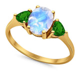 Three Stone Oval Natural Stone Trio Ring