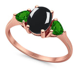 Three Stone Oval Natural Stone Trio Ring