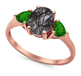 Three Stone Oval Natural Stone Trio Ring