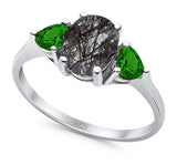 Three Stone Oval Natural Stone Trio Ring