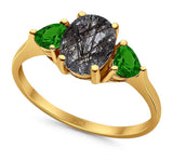 Three Stone Oval Natural Stone Trio Ring