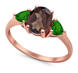 Three Stone Oval Natural Stone Trio Ring