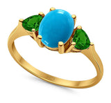 Three Stone Oval Natural Stone Trio Ring
