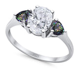 Three Stone Oval Natural Stone Trio Ring