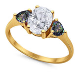 Three Stone Oval Natural Stone Trio Ring