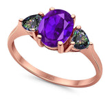 Three Stone Oval Natural Stone Trio Ring