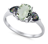 Three Stone Oval Natural Stone Trio Ring