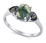 Three Stone Oval Natural Stone Trio Ring