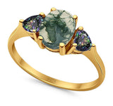 Three Stone Oval Natural Stone Trio Ring