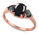 Three Stone Oval Natural Stone Trio Ring