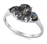 Three Stone Oval Natural Stone Trio Ring