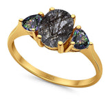Three Stone Oval Natural Stone Trio Ring