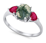 Three Stone Oval Natural Stone Trio Ring