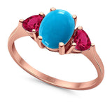 Three Stone Oval Natural Stone Trio Ring