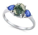 Three Stone Oval Natural Stone Trio Ring