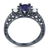 Three Stone Art Deco Round Natural Stone Ring