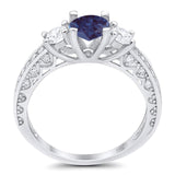 Three Stone Art Deco Round Natural Stone Ring