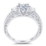 Three Stone Art Deco Round Natural Stone Ring