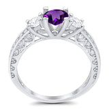 Three Stone Art Deco Round Natural Stone Ring