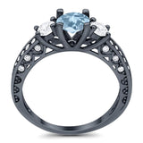 Three Stone Art Deco Round Natural Stone Ring