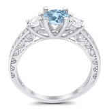 Three Stone Art Deco Round Natural Stone Ring