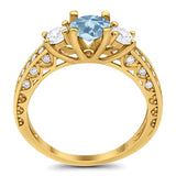 Three Stone Art Deco Round Natural Stone Ring