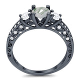 Three Stone Art Deco Round Natural Stone Ring