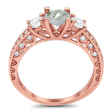 Three Stone Art Deco Round Natural Stone Ring