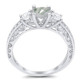 Three Stone Art Deco Round Natural Stone Ring